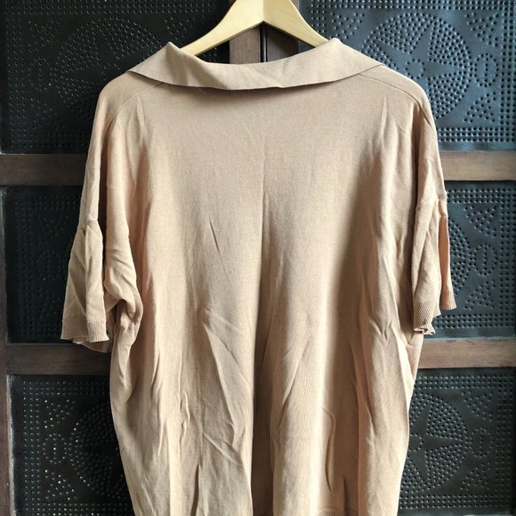 Zara CAMEL Oversized Knit Polo - Picture 3 of 5